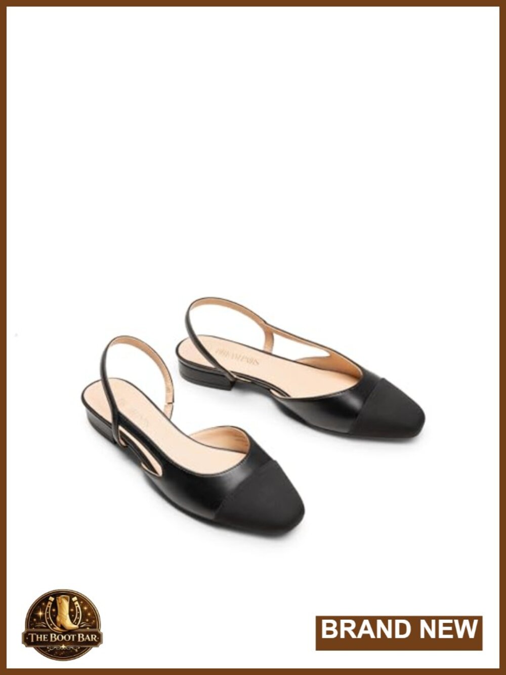 Slingback Ballet Flats Square Toe Low Heel Dressy Work Office Shoes - Picture 4 of 6